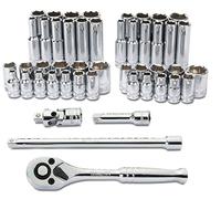 TITAN 66947 47-Piece 1/4-Inch Drive Mechanics SAE/Metric Socket and Ratchet Set