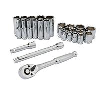 TITAN 68911 27-Piece 3/8-Inch Drive Mechanics SAE Socket and Ratchet Set