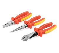 Titan 73349 3-Piece VDE Insulated Pliers Set, Includes 8-Inch Combination, Long Nose, and Diagonal Plier