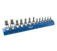 Titan 85531 13-Piece Metric Hex Bit Socket Set, Magnetic Socket Organizer with Laser-Etched Size Markings