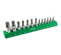 Titan 85532 13-Piece Torx Bit Socket Set, Magnetic Socket Organizer with Laser-Etched Size Markings