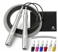 Titan Armour Adjustable Speed Skipping Rope, Adult Jump Rope Set, Silver