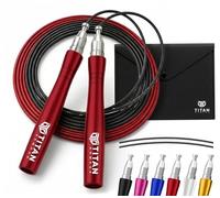 Titan Armour Adjustable Speed Skipping Rope, Jump Rope Set, Red