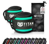 Titan Armour® Ankle Straps for Cable Machines | Gym Cuffs w/Heavy-Duty Steel Double D-Rings & Adjustable Strap | Lower Body Workouts Inc. Leg Extension, Leg Curl & Glute Kickback | Men & Women