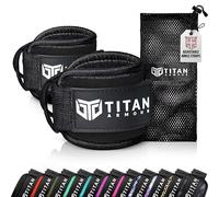 Titan Armour® Ankle Straps for Cable Machines | Gym Cuffs w/Heavy-Duty Steel Double D-Rings & Adjustable Strap | Lower Body Workouts Inc. Leg Extension, Leg Curl & Glute Kickback | Men & Women
