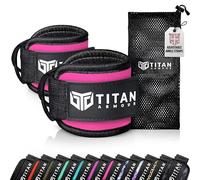 Titan Armour® Ankle Straps for Cable Machines | Gym Cuffs w/Heavy-Duty Steel Double D-Rings & Adjustable Strap | Lower Body Workouts Inc. Leg Extension, Leg Curl & Glute Kickback | Men & Women