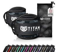 Titan Armour® Ankle Straps for Cable Machines | Gym Cuffs w/Heavy-Duty Steel Double D-Rings & Adjustable Strap | Lower Body Workouts Inc. Leg Extension, Leg Curl & Glute Kickback | Men & Women