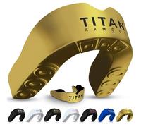 Titan Armour® Gum Shield | Dual-Layer | Adults & Junior Custom-Fit Mouth Guard | Case Inc | Boil & Bite Mouthguard Boxing, Rugby, Hockey & All Contact Sports | UK Brand (Solid Gold, Adult Age 11+)