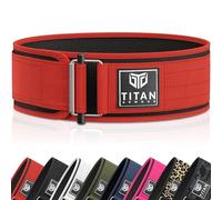 Titan Armour® Premium Self-Locking Weight Lifting Belt | Gym belt: Crossfit, Powerlifting, Deadlift, Olympic Lifts, Squats | Functional Weightlifting Belt | Men & Women | UK Brand (Red, Large)
