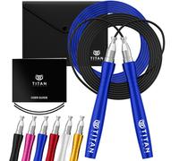 Titan Armour? Self-Locking & Adjustable, Adult Speed Skipping Rope | 2 x Steel Ropes 2.5mm, 3mm Thickness | Travel Case | Pro Jump Rope: Fitness,