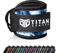 Titan Armour® Single Ankle Straps for Cable Machines | Gym Cuffs w/Heavy-Duty Steel Double D-Rings & Adjustable Strap | Lower Body Workouts Inc. Leg Curl & Glute Kickback (Blue Tie Dye)