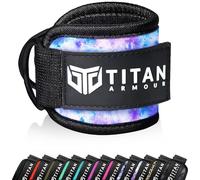 Titan Armour® Single Ankle Straps for Cable Machines | Gym Cuffs w/Heavy-Duty Steel Double D-Rings & Adjustable Strap | Lower Body Workouts Inc. Leg Curl & Glute Kickback (Multi Tie Dye)