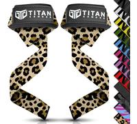 Titan Armour® Weight Lifting Straps | Extra-Long Neoprene Padded Heavy-Duty Weightlifting Straps | Deadlifts | Anti-Slip Gel Option | Gym Accessories Men & Women (Leopard (No Gel))