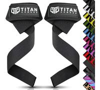 Titan Armour® Weight Lifting Straps | Extra-Long Neoprene Padded Heavy-Duty Weightlifting Straps | Deadlifts | Anti-Slip Gel Option | Gym Accessories Men & Women (Black (No Gel))