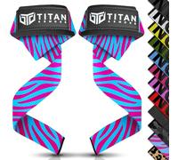 Titan Armour® Weight Lifting Straps | Extra-Long Neoprene Padded Heavy-Duty Weightlifting Straps | Deadlifts | Anti-Slip Gel Option | Gym Accessories Men & Women (Zebra (No Gel))