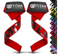 Titan Armour® Weight Lifting Straps | Extra-Long Neoprene Padded Heavy-Duty Weightlifting Straps | Deadlifts | Anti-Slip Gel Option | Gym Accessories Men & Women (Red (Gel Grip))