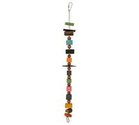 TITAN BIRDS Mega Chew Cascade Parrot Toy - Long Hanging Wooden Bird Toy with Beads & Blocks - Natural Chewing Enrichment for Parrots & Pet Birds