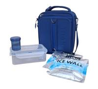 Titan by Arctic Zone Expandable Lunch Box - Insulated, Crush-Resistant Cooler with 2 Ice Walls & Leak-Proof Lining - Meal Prep Bag with Strap & Container for Work & Travel | Black (Navy Blue)