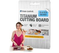 Titan Carve Titanium Cutting Board, Double-Sided Metal Chopping Board for Kitchen, Dishwasher Safe & Easy to Clean, Titan Carve Lightweight Prep Surface for Meat, Vegetables & Fruit, 13.4 x 9 in