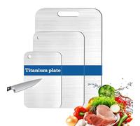Titan Chopping Board, 3 Pieces Chopping Board, Stainless Steel, Titanium Chopping Board, Thick Metal Cutting Board, Double-Sided Chopping Board in Food Grade, Also as a Pasta Board, Baking Board