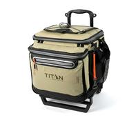 Titan Deep Freeze 60 (50+10) Can Wheeled Cooler Collapsible Rolling Cooler with Wheels and All-Terrain Cart, Moss