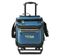 Titan Deep Freeze 60 (50+10) Can Wheeled Cooler - Collapsible Rolling Cooler with Wheels and All-Terrain Cart, Marine Blue