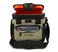 Titan Deep Freeze Cooler - 9 Can Zipperless Hardbody Cooler - Deep Freeze Insulation, HardBody Liner, and SmartShelf - Moss