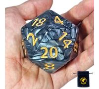 Titan Dice Dungeons and Dragons - Large 55mm Giant D20 + Dice Bag, Polyhedral Set, D&D, Pathfinder