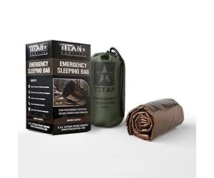 Titan Extra-Thick Emergency Mylar Sleeping Bag | Designed for NASA Space Exploration and Heat Retention. Perfect for Survival Kits and Go-Bags. + Nylon Drawstring Bag and eBooks