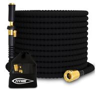 TITAN Garden Hose 15FT | NON-EXPANDING Durable, Flexible, Ultra Lightweight, Extra Strength Fabric Hybrid Water Hose, Heavy Duty Brass Connectors, With Jet Nozzle For Home, Marine, RV