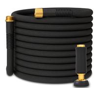 TITAN Garden Hose | Flexible, Lightweight, Kink-Free & Durable Hybrid Water Hose with Heavy Duty Brass Connectors & High-Pressure Jet Nozzle (50FT x 5/8”)