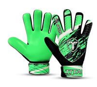 TITAN GK Football Goalkeeper Gloves, Soccer Goalkeeper Gloves for Kids, Kids, Youth with 4mm Latex Palm, Double Wrist (Green/Black, Size 6 Suitable for 13-15 Years Old)