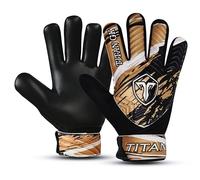 TITAN GK Football Goalkeeper Gloves, Soccer Goalkeeper Gloves for Kids, Kids, Youth with 4mm Latex Palm, Double Wrist (Gold/Black, Size 5 Suitable for 9-12 Years Old)