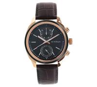Titan Men's 'Neo' Fashion/Casual/Business/Luxury/Multifunction Mineral Quartz Blue Dial watch, Brown Leather Watch