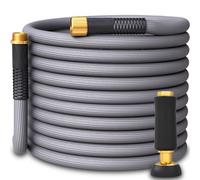 TITAN Non-Expandable Garden Hose 100FT x 5/8” - Lightweight, Kink-Free, Durable & Flexible Hybrid Water Hose with Heavy Duty Brass Connectors & High-Pressure Jet Nozzle