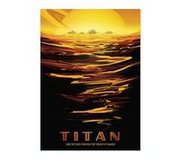 Titan Retro Nasa Space Grand Tour Travel Art Poster, Planet Travel Prints, Vintage Astronomy Home Decor, Astronaut Space Print, Archival Matte, A2 (Print Only) - 59.4x42cm