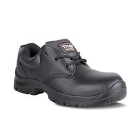 Titan Safety Footwear Elite S3 SRC Lightweight Leather Safety Shoes, Mens Womens Steel Toe Cap Shoes, Anti-Slip, Water Resistant, Black Safety Shoes, Work & Utility Footwear - Size 4