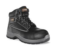 Titan Safety Footwear Holton Black S3 Water Resistant Safety Boots with Anti-Static Protection, Anti-Slip Black Leather Steel Toe Cap and Protective Steel Midsole, Work & Utility Footwear - Size 8