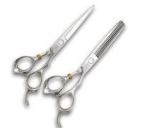 Titan Scissors Set | Thinning | Titanium Coating Hair Cutting Japanese Style | Proffesional Barbers | Sharp Edge | Hand Made Steel 6" inch