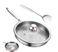 Titan Sheet Pan Pro with Lid - Completely Uncoated - Germanium - Titanium - Pan with Fish Scales - Hammer Texture - Non-Adhesive Titanium Alloy - Pan for Home - Ideal for Frying Pan