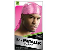 Titan SILKY METALLIC DU RAG HOT PINK Silk Durag for Men Satin Durag Extra Long Tail Ultra Stretch