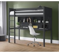 Titan - Single - Kids High Sleeper - Desk and Storage - Dark Grey - Wooden - 3ft - Happy Beds