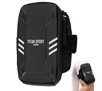 TITAN SPORT Running Armband Mobile Phone Holder, Water Resistant Universal Exercise Double Pocket Pouch Strap Case Bag For Adult Women/Men, Fits All Devices Up To 6.7”, iPhone 6/7/8/11/12/13/14/15/16