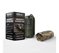 TITAN Survival Titan Extra-Thick Emergency Mylar Sleeping Bag | Designed for NASA Space Exploration and Heat Retention. Perfect for Survival Kits and Go-Bags. Includes Nylon Drawstring Bag and eBooks.