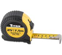 Titan Tools 10907 25 ft Dual Rule Tape Measure - Multi-Colour