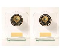 Titan Twin Pack Longest Drive & Nearest the pin Golf Glass Trophy Award 140mm Free Engraving -CR15079B-CL