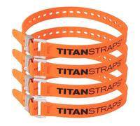 Titan Utility Straps - Easy-To-Use, Reliable Tension Straps for Securing Bike & Moto Gear, Skis, Garden Hoses, Field Repair - Use in Frigid Temp - 60 lb.Working Load, 25" Length, Safety Orange, 4-Pack