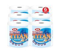Titan XXL Jumbo Kitchen Roll - 340 Sheets, 2-Ply Ultra Strong, Absorbent & Thick Multipurpose Kitchen Paper Towels (6)