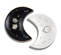Titanape 2PCS Moon Trinket Dish Jewelry Dish Plate, Ceramic Ring Dish Holder Necklace Bracelet Storage, Key Bowl Dish Home Decorative Tray Room Decor, Gifts for Women, Friend, Sister, Bff