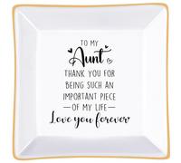 Titanape Auntie Gifts - Thank You for Being Such An Important Piece of My Life - Trinket Dish for Jewellery, Best Auntie Birthday for Auntie Gifts from Niece Nephew